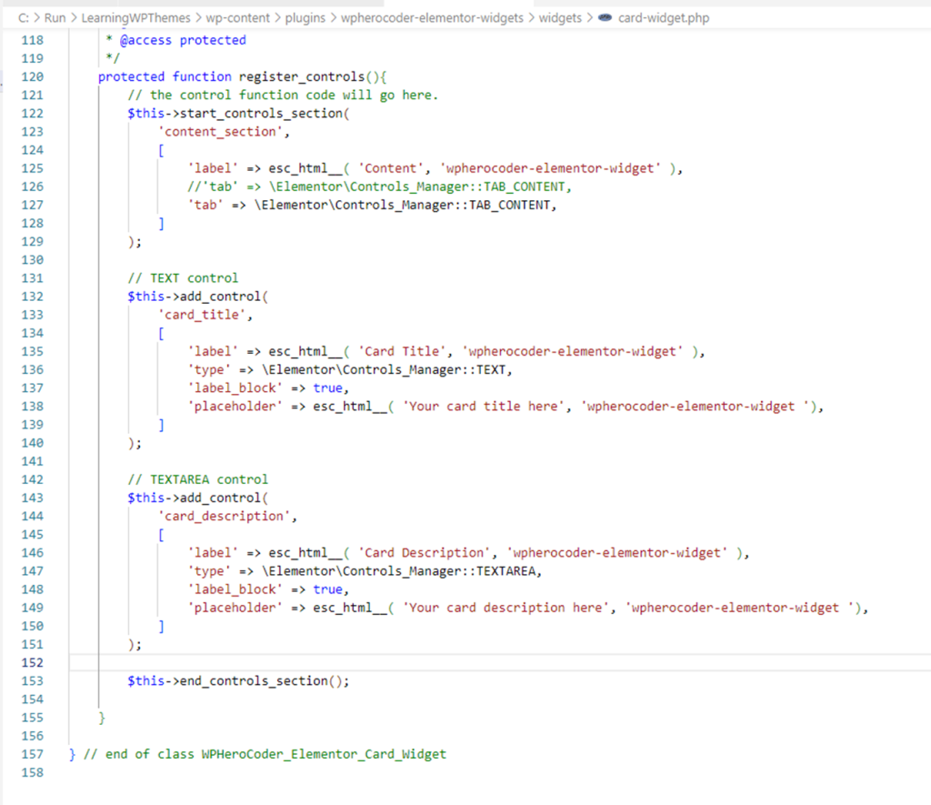 card description code