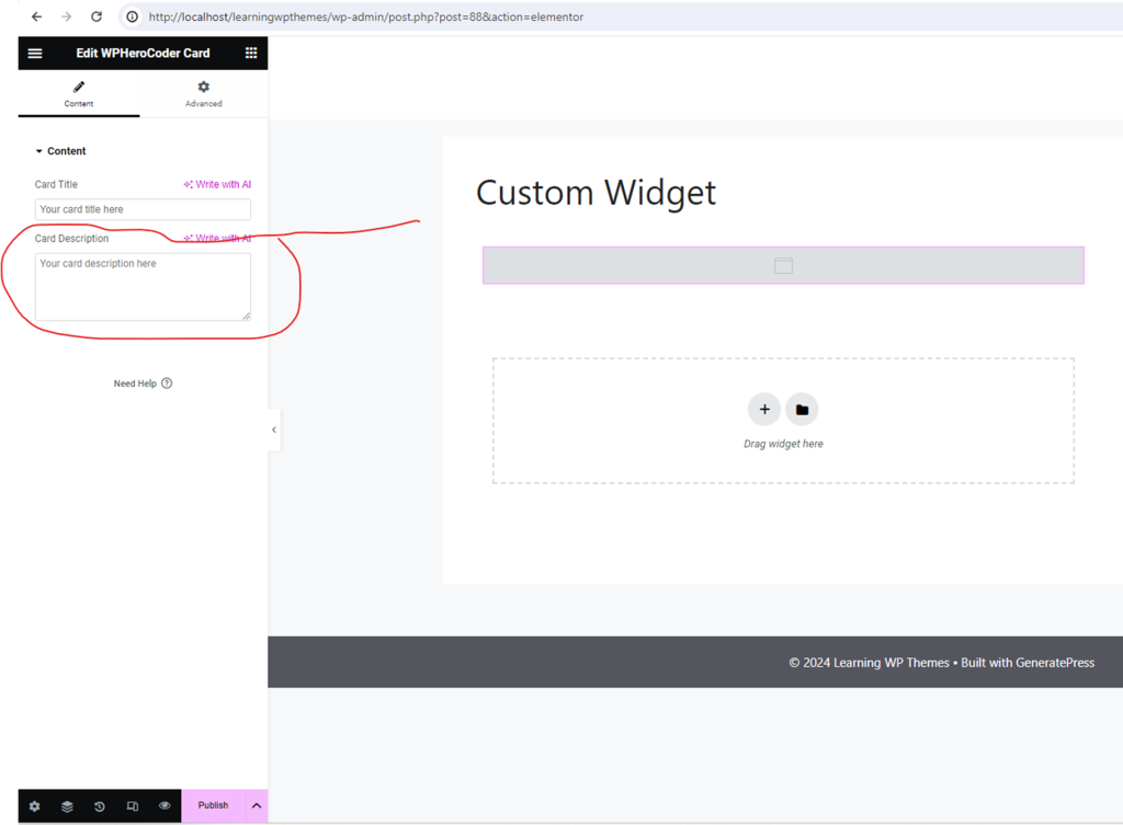 card description widget in elementor
