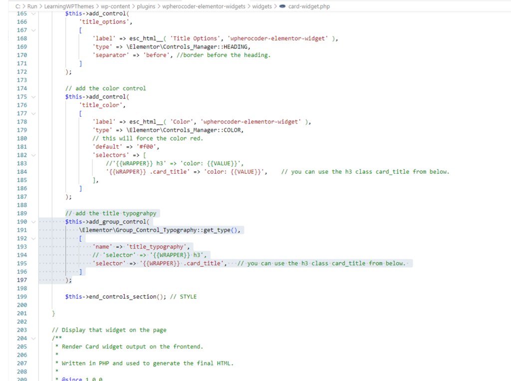 card style title typograhpy code