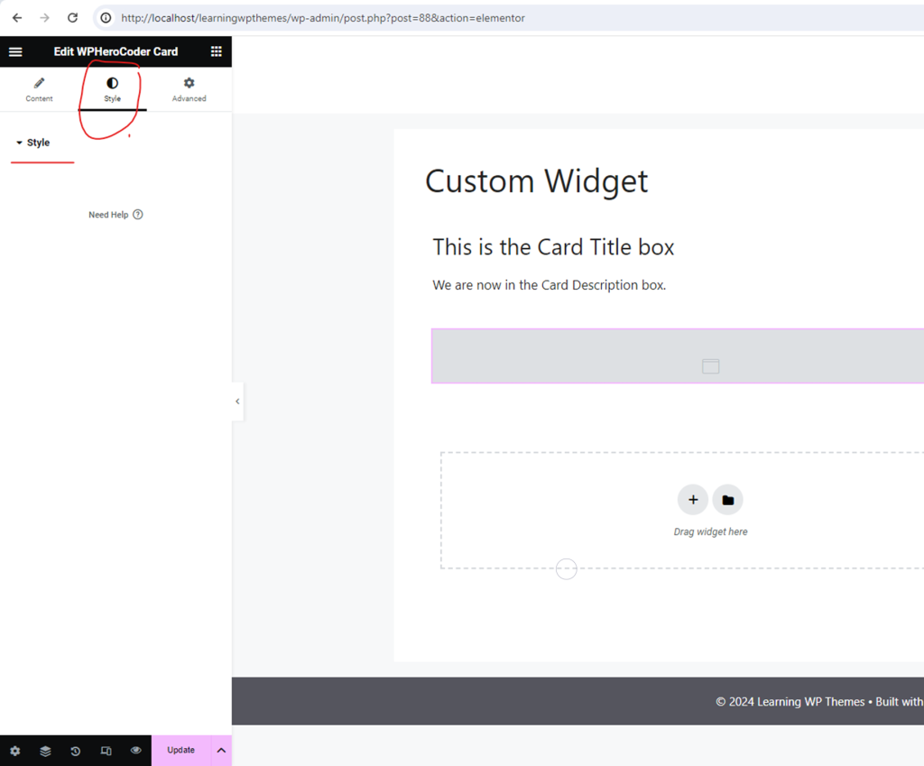 card style widget in elementor