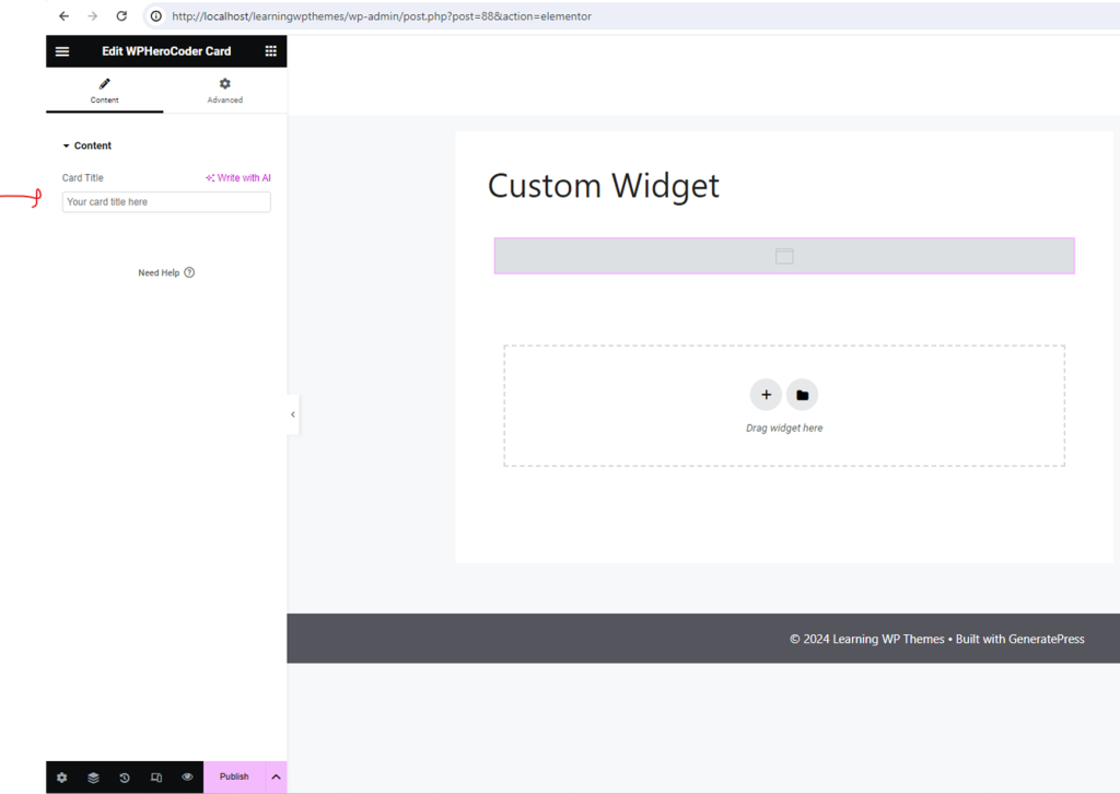 card title widget in elementor