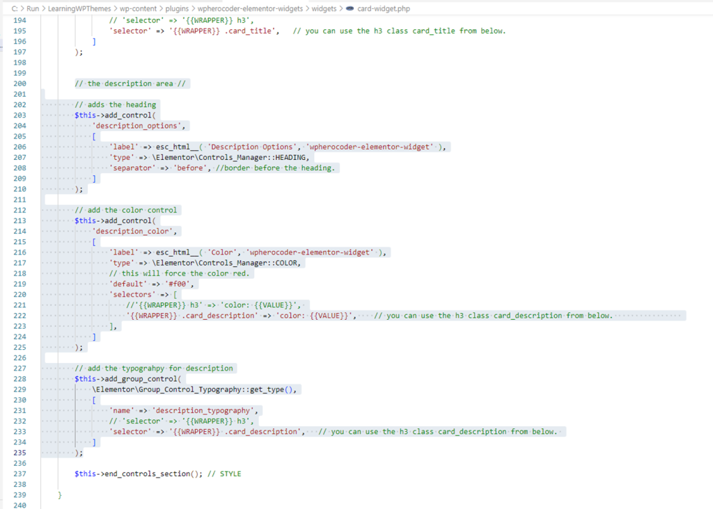 description area code