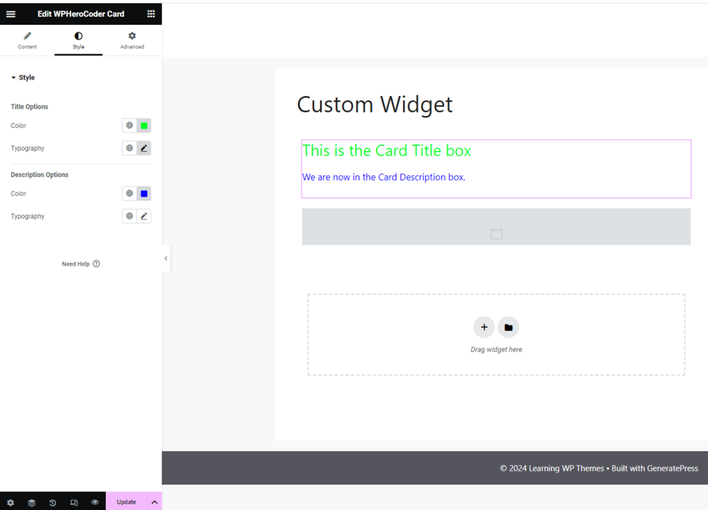 final card widget in elementor