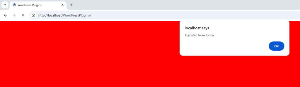 Executed from footer red
